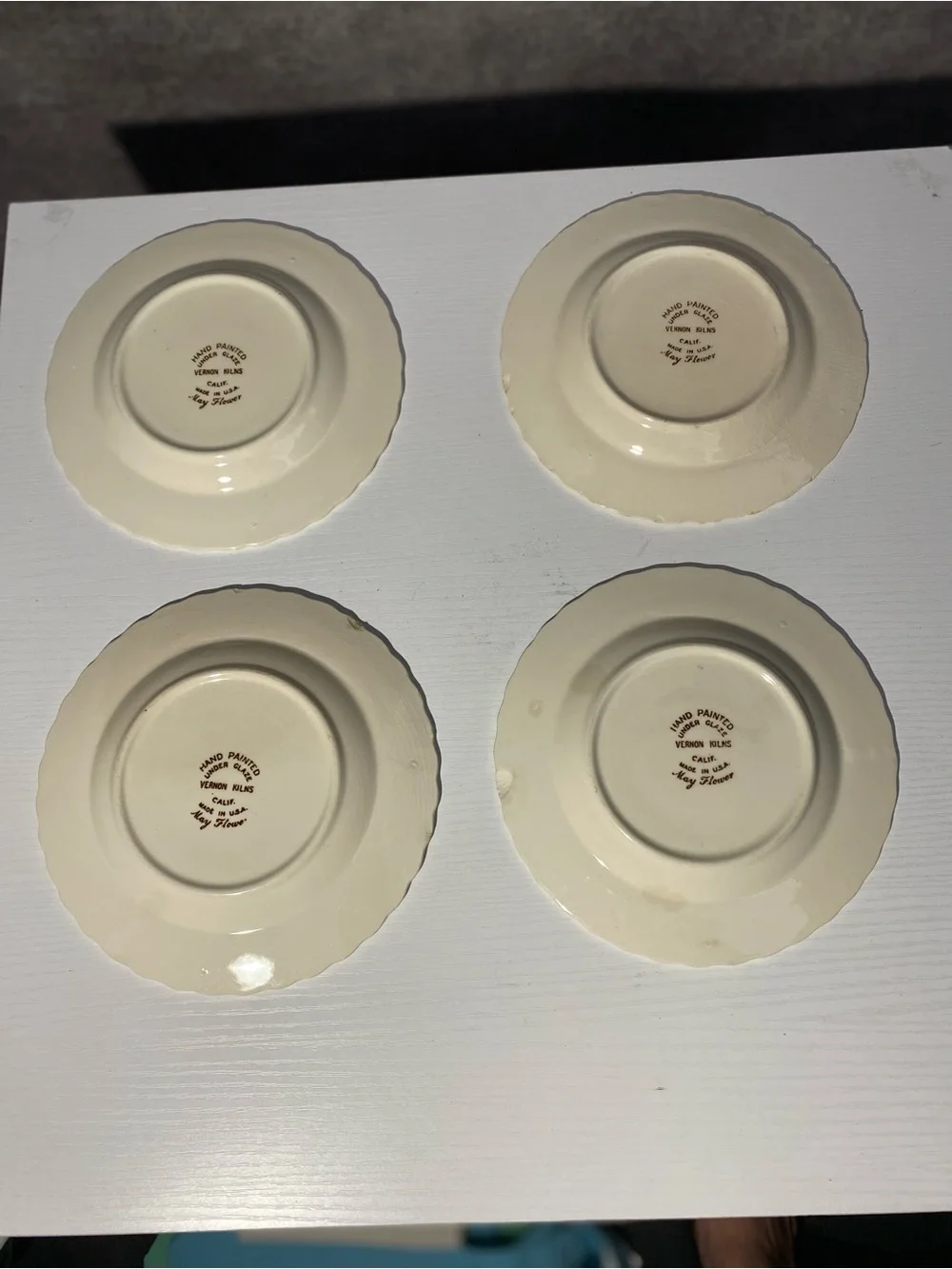 Vintage Vernon Kilns May Flower Bread Dessert Plates 6.5